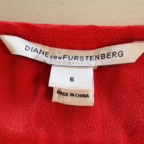 Diane von Furstenberg DVF Red Orange Drawstring New Slice Crepe Dress Size 6 - Picture 4 of 8